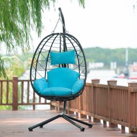 Egg Chair with Stand Indoor Outdoor Swing Chair Patio Wicker Hanging Egg Chair Hanging Basket Chair Hammock Chair with Stand for Bedroom Living R