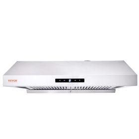 VEVOR Under Cabinet Range Hood, Dual Motors Ductless Kitchen Stove Vent, Stainless Steel Permanent Filter with 3-Speed Exhaust Fan, 2 Baffle Filt