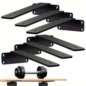 6/12 PCS Matte Black Heavy Duty Shelf Brackets - 12x4x1.6 Inch Steel, 5mm Thick, 160lbs Capacity for Floating Shelves, Garage & Workshop