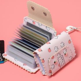 Cartoon Print Credit Card Holder, Flap Button Clutch Card Bag, Casual Purse With Multi Card Slots (Color: Pink Rabbit)