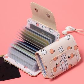 Cartoon Print Credit Card Holder, Flap Button Clutch Card Bag, Casual Purse With Multi Card Slots (Color: Apricot Dog)
