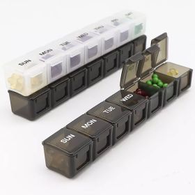 Pill Box; 7 Days Compartment Box; Smart Pill Dispenser; Plastic Weekly Pill Container; 7 Day Jumbo Pill Boxes (Color: black)