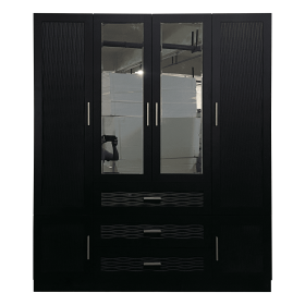 Wooden Armoire Wardrobe Closet with 3 Doors Hanging Rods 4 Drawers Shelves Large Capacity Clothes Storage Cabinet Organization for Bedroom Black (size: YG-61)