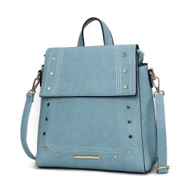 MKF Collection Elke Vegan Leather Women Convertible Backpack Bag by Mia K (Color: Denim, Material: Vegan Leather)