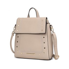 MKF Collection Elke Vegan Leather Women Convertible Backpack Bag by Mia K (Color: Taupe, Material: Vegan Leather)