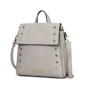 MKF Collection Elke Vegan Leather Women Convertible Backpack Bag by Mia K (Color: Light Grey, Material: Vegan Leather)