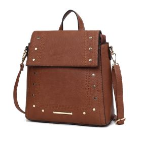 MKF Collection Elke Vegan Leather Women Convertible Backpack Bag by Mia K (Color: Brown, Material: Vegan Leather)