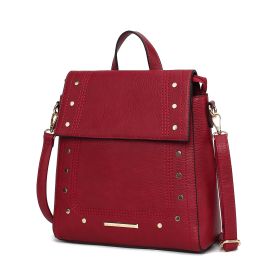 MKF Collection Elke Vegan Leather Women Convertible Backpack Bag by Mia K (Color: Red, Material: Vegan Leather)