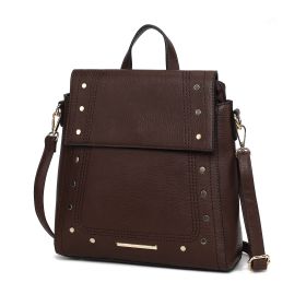 MKF Collection Elke Vegan Leather Women Convertible Backpack Bag by Mia K (Color: Coffee, Material: Vegan Leather)