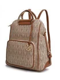 MKF Collection Cora Milan M Signature Trendy Backpack by Mia k (Color: Beige, Material: Vegan Leather)