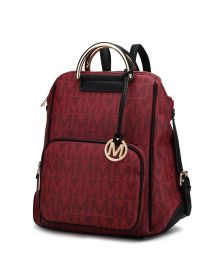 MKF Collection Cora Milan M Signature Trendy Backpack by Mia k (Color: Burgundy, Material: Vegan Leather)