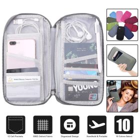 Travel Passport Wallet 12Cells Ticket ID Credit Card Holder Water Repellent Documents Phone Organizer (Color: SILVER)