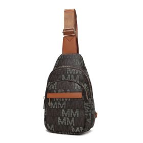 MKF Collection Helaena M Logo Printed Vegan Leather Women Sling Bag by Mia K (Color: Brown, Material: Vegan Leather)