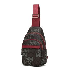 MKF Collection Helaena M Logo Printed Vegan Leather Women Sling Bag by Mia K (Color: Red, Material: Vegan Leather)